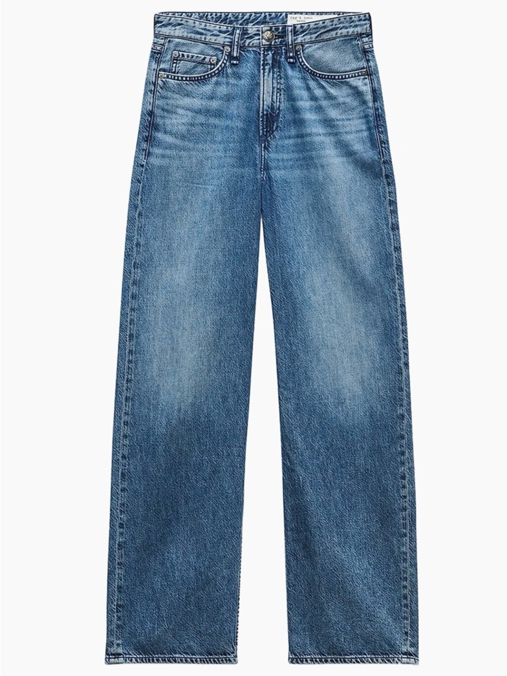 Rag & Bone Logan Low-Rise Wide Leg Jeans Lily Wash Featherweight Denim Size 26 - Picture 2 of 9